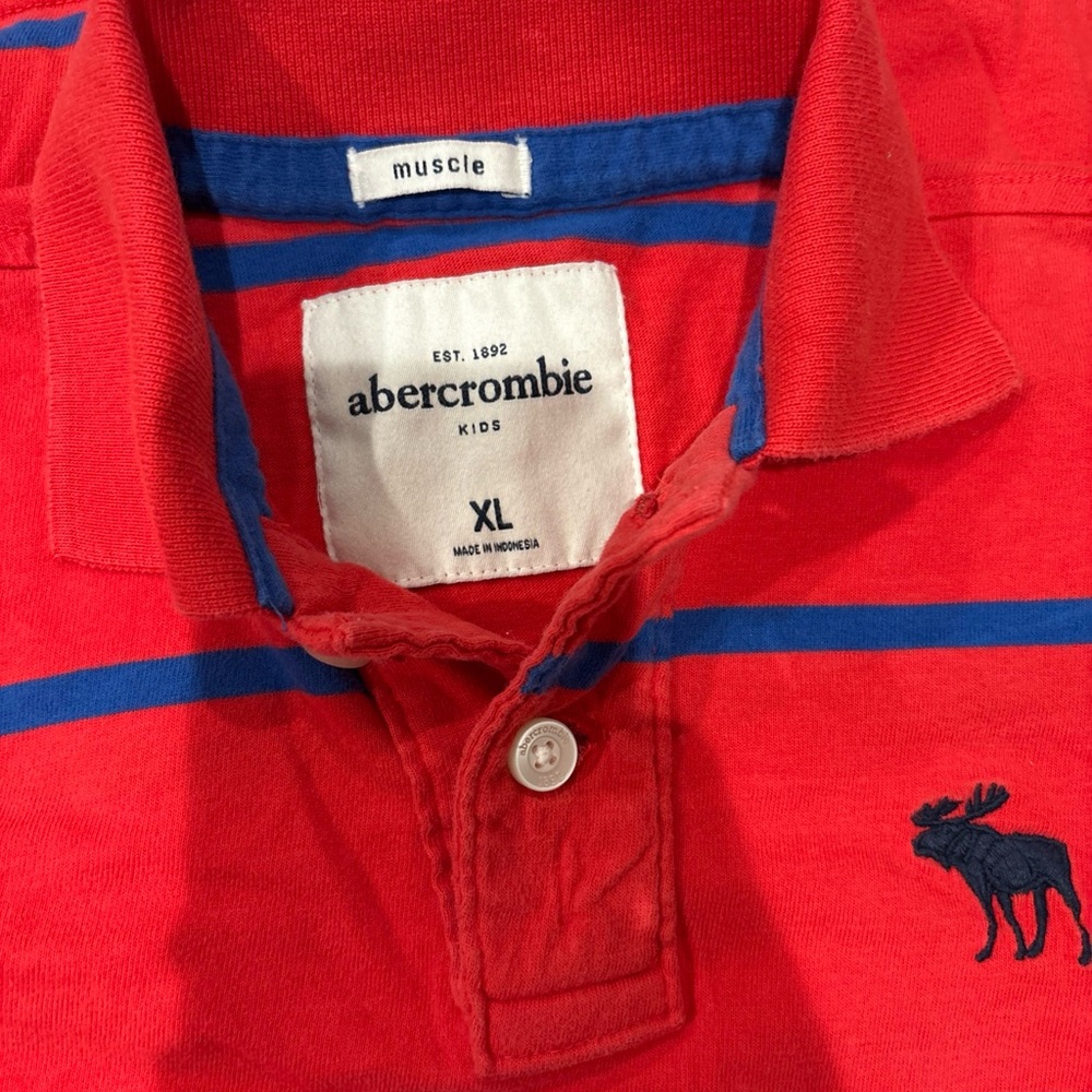 Abercrombie Kids Muscle Fit Polo‎ – Red & Blue Striped – XL